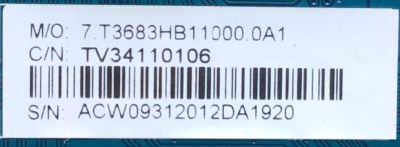MAIN PARA TV RCA NUMERO DE PARTE TV3411010106 / CV3683H-B / 7.T3683HB11000.0A1 / ACW09312012DA1920 / MODELO RTU6549 - Imagen 2