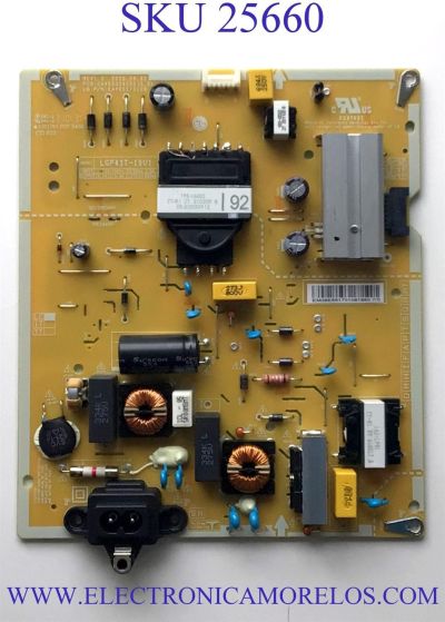 FUENTE DE PODER PARA TV LG / NUMERO DE PARTE EAY65170108 / EAX68304102 / 65170108 / LGP43T-19U1 / PLDF-L801C / 3PCR02491B / PANEL'S NC430DQG-AAHX3 / NC430DQG-ABHX3 / DISPLAY HV430QUB-F7D / MODELOS 43UN6955ZUF / 43UN7300AUD / 43UP7560AUD / 43UP7500PSF