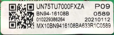 MAIN PARA TV SAMSUNG NUMERO DE PARTE BN94-16108B / BN41-02756C / BN97-17444Q / PANEL CY-BT075HGEV3H / MODELO UN75TU7000FXZA BC06 - Imagen 2