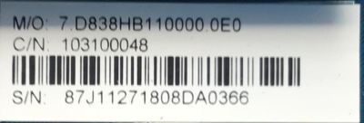MAIN PARA TV ELEMENT SMART TV / NUMERO DE PARTE 103100048 / CV838H-B / CV838H_B_11_170818 / 7.D838HB110000.0E0 / E18121-SY / E254667 S / H2E03104A0 / PANEL CV500U1-T01 / MODELO E4STA5017 - Imagen 2