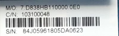 MAIN PARA TV WESTINGHOUSE SMART TV / NUMERO DE PARTE 103100048 / CV838H-B / W18037-SY / CV838H_B_11_170818 / 7.D838HB110000.0E0 / E254667 S / H2E03104A0 / MODELO WG43UX4100 - Imagen 2