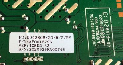 MAIN FUENTE (COMBO) PARA TV RCA / NUMERO DE PARTE AE0012226 / A.20.408D2-13-0X / CQC08001027236 / 408D2-A3 / D042806/20/W/2/RY / 2020525KA00745 / S0120051300 / 200525N1A / PANEL V400HJ6-PE1  C3 / MODELO RLDED4016A-H - Imagen 2