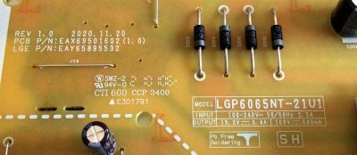 FUENTE DE PODER PARA TV LG / NUMERO DE PARTE EAY65895532 / LGP6065NT-21U1 / EAX69501602 / EPCD18CB1B / 3PCR02800B / MODELOS 60UP8000PUA / 65UP8000PUR / 65NANO75UPA / 65NANO75UQA / 65UQ9000PUD / 65UR760H9UD / 65UR / 65UN / MAS MODELOS EN DESCRIPCIÓN - Imagen 2