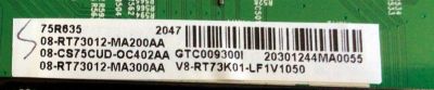 MAIN PARA TV TCL 4K QLED DOLBY VISION HDR SMART TV / NUMERO DE PARTE 08-CS75CUD-OC402AA / 40-RT73M1-MAD2HG / 08-RT73012-MA200AA / 08-RT73012-MA300AA / V8-RT73K01-LF1V1050 / GTC009300I / PANEL LVU750NDHL CD9W00 / DISPLAY ST7461D02-7 VER.2.1 / MODELO 75R635 - Imagen 3