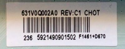 MAIN PARA TV TOSHIBA NUMERO DE PARTE 691V0Q002A0 / VTV-L55736 REV:1 / 631V0Q002A0 / PANEL K500WDCRA-UI350A5 / DISPLAY CV500U2-T01 / MODELO 50LF621U21 - Imagen 2
