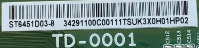 T-CON PARA TV SONY / NUMERO DE PARTE 34291100C / st6451d03-8 / TD-0001 / PANEL YDBM065DCS11 / NUMERO DE DISPLAY ST6451D03-5 / YDBM065CCS11 / MODELOS KD-65X85J / KD65X85J / XR-65X90J / XR65X90J / XR-65X90K / XR65X90K - Imagen 2