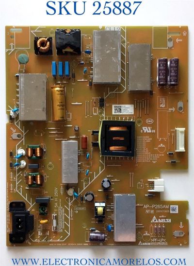 FUENTE DE PODER PARA TV SONY BRAVIA / NUMERO DE PARTE 100980021 / AP-P265AM / 2955070605 / AP-P265AM B / 1-009-800-21 / PANEL YSBM050CNU11 / YDBM050CCU11 / MODELOS KD-50X80J / KD50X80J / KD-50X85J  KD50X85J