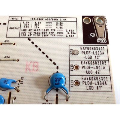 FUENTE DE PODER PARA TV LG / NUMERO DE PARTE EAY60803101 / 3PCGC10008A-R / 60803101 / PLDF-L903A / SUSTITUTAS EAY60803301 / EAY60803401 / MODELOS 42LE530C-UC / 42LE5300-UC / 42LE5350-UB / 42LE5400-UC / 42LE5500-UA / 42LE7300-UA / 42LE5300-UC.AUSWLUR - Imagen 2