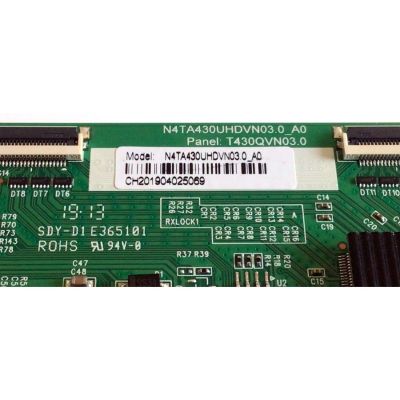 T-CON PARA TV ONN / NUMERO DE PARTE TA430UHDVN03 / N4TA430UHDVN03.0_A0 / T430QVN03.0 / 900015730 / 957B89 / PANEL T430QVN03.0 / MODELO ONA43UB19E04 - Imagen 2