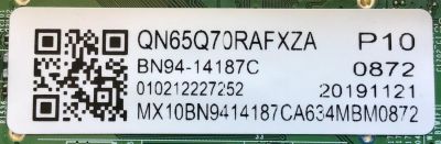 MAIN PARA TV SAMSUNG QLED 4K·UHD·HDR / NUMERO DE PARTE BN94-14187C / BN41-02695A / BN97-15553G / BN9414187C / PANEL CY-TR065FLLV3H / DISPLAY LSF650FF12-P01 / MODELO QN65Q70 / QN65Q70RAFXZA / QN65Q70RAFXZA AA03  - Imagen 2