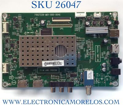 MAIN PARA TV SHARP NUMERO DE PARTE XECB0TK009 / 715G7228-M01-000-004K / (X)XECB0TK009030X / PANEL TPT430H3-HVN01.U REV:S080D / MODELO LC-43LB371U / LC43LB371U 