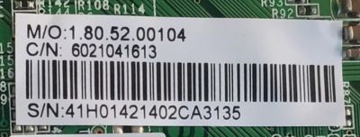 MAIN PARA TV WESTINGHOUSE NUMERO DE PARTE 6021041613 / CV3393BH-B 1.80.52.00104 / MODELO DWM42F2G1 - Imagen 2