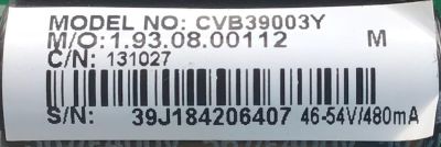 FUENTE PARA TV INSIGNIA NUMERO DE PARTE 131027 / CVB39003 / 1.93.08.00112 / MODELO NS-32DD200NA14 - Imagen 2