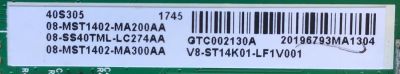 MAIN PARA TV TCL NUMERO DE PARTE 08-SS40TML-LC274AA / 40-MST14S-MAD2HG / 08-MST1402-LC274AA / 08-MST1402-MA300AA / PANEL LVF400ND1L / MODELO 40S305 - Imagen 2