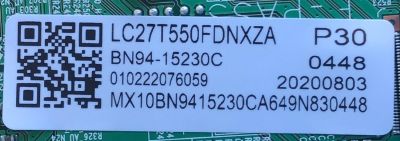 MAIN PARA TV SAMSUNG NUMERO DE PARTE BN94-15230C / BN41-02779A / BN97-16594X / PANEL CY-PT270BNLV1H / MODELO LC27T550FDNXZA FA01 - Imagen 2