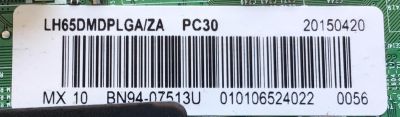 MAIN PARA TV SAMSUNG NUMERO DE PARTE BN94-07513U / BN41-02186B / BN97-08467M / PANEL CY-GH065CSAVZH / MODELO / LH65DMDPLGA/ZA SS01 / LH65DMDPLGA/ZA / LH65DMD / DM65D - Imagen 2