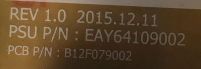 FUENTE PARA MONITOR LG NUMERO DE PARTE EAY64109002 / LGP4955-16P / PANEL LD860DBN-UJA1 / MODELO 86BH5C-B - Imagen 2