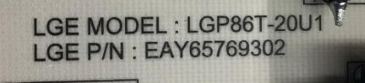 FUENTE DE PODER PARA TV LG / NUMERO DE PARTE EAY65769302 / LGP86T-20U1 / 65769302 / EPCD28CA1B / 3PCR02660B / PANEL NC860DQF-AAGR5 / DISPLAY LC860DQL (SL)(M2) / MODELO 86UN9070AUD / 86UN9070AUD.BUSWLKR - Imagen 2