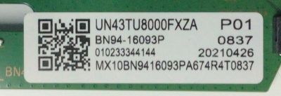 MAIN PARA TV SAMSUNG 4K·UHD·HDR SMART TV / NUMERO DE PARTE BN94-16093P / BN41-02756D / BN97-17226U / BN9416093P / PANEL CY-BT043HGNV1H / MODELO UN43TU8000 / UN43TU8000FXZA DA20 - Imagen 2