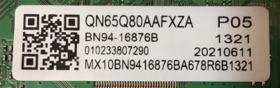 MAIN PARA TV SAMSUNG NUMERO DE PARTE BN94-16876B / BN41-02855A / BN41-02855  / BN97-18270J / PANEL CY-TT065FMEV2H / MODELO QN65Q80AAFXZA BA01 - Imagen 2
