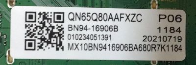 MAIN PARA TV SAMSUNG NUMERO DE PARTE BN94-16906B / BN41-02902A / BN97-18270L / DISPLAY HV650QUB-S9B / PANEL CY-TT065FMEV2H / MODELO QN65Q80AAFXZA BA01 / QN65Q80AAFXZA / QN65Q80AAF - Imagen 2