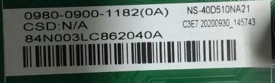 MAIN FUENTE (COMBO) PARA TV INSIGNIA FHD / NUMERO DE PARTE 0980-0900-1182 / TP.MS3553W.PB762 / NS-40D510NA21 / PANEL V400HJ6-PE1 REV.C3 / MODELO NS-40D510NA21 - Imagen 2