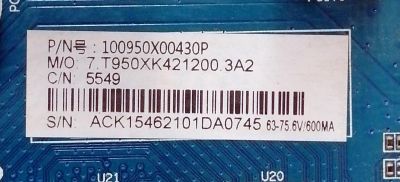 MAIN FUENTE ((COMBO)) POLAROID / NUMERO DE PARTE 100950X00430P / CV950X-K42 / 7.T950XK421200.3A2 / ACK15462101DA / 5549 / DISPLAY CC430LV2D VER.03 / MODELO PTV4317ILED - Imagen 3