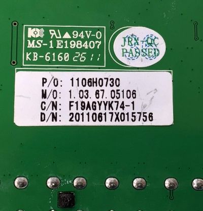 MAIN PARA TV SEIKI / NUMERO DE PARTE 1106H0730 / CV318H-D / F19AGYYK74-1 / 20110617X015756 / DISPLAY HV320WXC-100 / MODELO SC323FI - Imagen 4