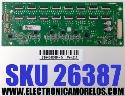 LED DRIVER PARA TV TCL QLED / NUMERO DE PARTE 308035-000082 / 40-65P12G-DRA1AG / 11605-500058 / D65P12G / V8-M65P12H-LC / GTC012602I / PANEL LVU650NDJL CD9W28 V1 / DISPLAY ST6451D08-5 VER.2.1 / MODELO 65Q750G