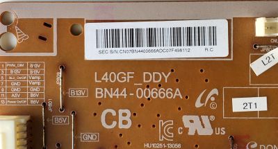 FUENTE DE PODER PARA TV SAMSUNG / NUMERO DE PARTE BN44-00666A / BN4400666A / L40GF_DDY / SUSTITUTA BN44-00496A / MODELOS UE40EH5300 / UE40EH5020 / UE40EH5007 / UN39FH5000 / UN40EH500 / UN40EH5300 / HG39EB460 / HG40AA5 / MAS MODELOS EN DESCRIPCION - Imagen 2