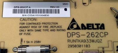FUENTE DE PODER / SHARP RUNTKA933WJQZ / DPS-262CP / DPS-262CP A / PARTE SUSTITUTA RUNTKA933WJN6 / PANEL LK695D3GW80D / MODELOS LC-70C6400U / LC-70LE600U / LC-70LE640U - Imagen 3