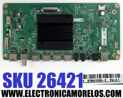 MAIN PARA TV SHARP / NUMERO DE PARTE MB 65 KTC 316 / 9010T10E / MB65KTC 316 / 316BHA4D73EH / PANEL K650WDGF / DISPLAY ST6451D06-3 VER.2.1 / MODELO 4T-C65EL8UR
