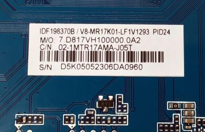 MAIN PARA TV DAEWOO 4K·UHD·HDR ((ROKU TV)) / NUMERO DE PARTE 02-1MTR17AMA-J05T / CV817-VH / 7.D817VH100000.0A2 / V8-MR17K01-LF1V1293 / IDF198370B / D5K05052306DA / PANEL LVU500CHDX E0504 / DISPLAY CV500U5-T02 REV:01 / MODELO DAW50UR - Imagen 2