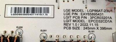 FUENTE DE PODER PARA TV LG / NUMERO DE PARTE EAY65895431 / LGP86AT-23U1 / 65895431 / 3PCR03201A / MODELOS 86UR8750PSA / 86UR8750PSA.BWMFLKR / 86UR8000AUA / 86UR8000AUA.BUSWLKR / 86UT7550PUA / 86UT7550PUA.BUSFLKR / 86UT7550AUA / 86UT7550AUA.BUSFLKR - Imagen 2