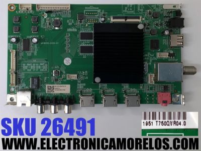 MAIN PARA TV WESTINGHOUSE 4K·UHD·HDR ((ROKU TV)) / NUMERO DE PARTE 515C16010M07 / MS16010-ZC01-01 / 1010409768-01765 / 20200707 / 2010066705/18 / DISPLAY T750QVR04.0 / MODELO WR75UX4200