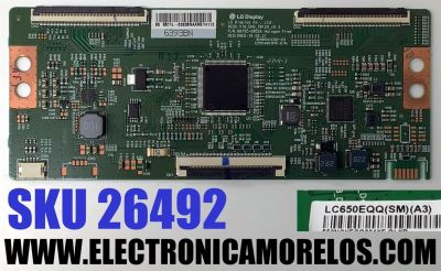 T-CON ORIGINAL PARA TV ONN / NUMERO DE PARTE 6871L-6393B / 6870C-0805A / 6393B / V19_UHD_TM120_V0.3 / E255400 / PANEL K650WDGF / DISPLAY LC650EQQ (SM)(A3) / MODELOS 100012587 65 PULGADAS / E4FAB65R / 65R6E4