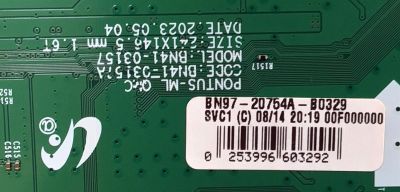 MAIN PARA TV/MONITOR COMERCIAL SAMSUNG 4K·UHD·HDR / NUMERO DE PARTE BN94-18167H / BN41-03157A / PONTUS-ML_QMC / BN97-20755X / BN97-20754A / BN9418167H / PANEL CY-NC075HGHVYH / DISPLAY SG7461D01-1 VER.2.1 / 51787A / MODELO LH75QMCE / LH75QMCEBGCXGO CA01 - Imagen 6