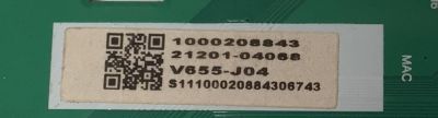 MAIN PARA TV VIZIO 4K·UHD·HDR ((SMARTCAST)) / NUMERO DE PATE 21201-04068 / TD.MT5691.U751 / 1000208843 / S11100020884306743 / DISPLAY HV650QUB-F70 REV.2.0 / MODELO V655-J04 - Imagen 3