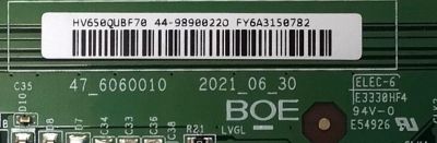 T-CON PARA TV VIZIO / NUMERO DE PARTE 44-98900220 / 47_6060010 / HV650QUBF70 / 44-9890022O / DISLAY HV650QUB-F70 / MODELOS V655M-K04 / M65Q6M-K04 / V655-J04 - Imagen 2
