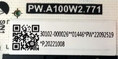 FUENTE DE PODER PARA TV TCL / NUMERO DE PARTE 30102-000026 / PW.A100W2.771 / 22092519 / 20221008 / PANEL LVU580NDEL HS9W02 V1 / MODELOS 58S453  - Imagen 2
