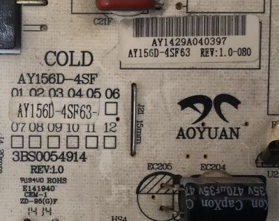 FUENTE DE PODER PARA TV VIOS / NUMERO DE PARTE AY156D-ASF63 / 3BS0054914 / AY156D-ASF63-080 / DISPLAY V500HJ1-PE8 REV.C1 / MODELO VLEDTV5014SM - Imagen 2