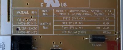 FUENTE DE PODER PARA TV SONY / NUMERO DE PARTE 100980122 / 1-009-801-21 / GL13-SM20 / GL13PSM20 / FSMDPSN0005V / PANEL BOEI550WQ1 / DISPLAY HV550QUB-F1L / MODELOS KD-55X77CL / KD55X77CL / KD-55X77L / FW-55BZ30L / FW-55BZ35L / FW-55BZ40L  - Imagen 2