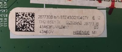 MAIN FUENTE PARA TV HISENSE 4K·UHD·SMART TV ((VIDA TV)) / NUMERO DE PARTE 287730 / RSAG7.820.11060/ROH / 43A53FUV / 287731 / G2104A3 / PANEL HD425U71-TBL2 / DISPLAY HV430QUB-F70 / MODELO 43A6GV - Imagen 2