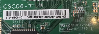 T-CON PARA TV TCL / NUMERO DE PARTE 34291100EG / CSC06-7 / ST7461D05-3 / 34291100EG2911 / PANEL LVU750NDGL / DISPLAY ST7461D05-7 VER.2.1 / MODELO 75QM850G - Imagen 2