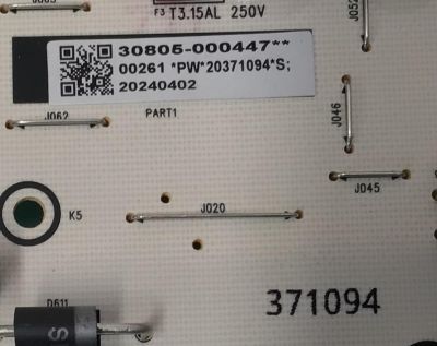 FUENTE DE PODER PARA TV TCL / NUMERO DE PARTE 30805-000447 / 40-L30SW4-PWA1ZG / 11601-500134 / 20240402 / 20371094 / 371094 / PANEL LVU650NDJL / DISPLAY ST6451D06-3 VER.2.1 / MODELO 65Q671G - Imagen 3