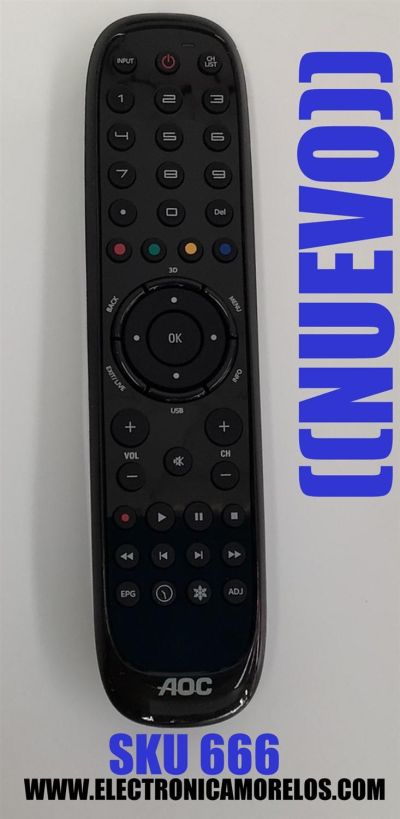 CONTROL PARA TV AOC ((NUEVO)) / NUMERO DE PARTE RC2414704/01 / 3139 238 26571 / CP01 11411 001838 / 398GRABD7NEACR / 1411009199 / PANEL TPM236H3 / DISPLAY HM236WU3-101 / HM236WU3-100 / MODELO LE24D1331