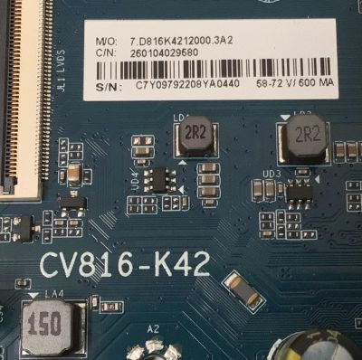 MAIN FUENTE ((COMBO)) PARA TV WESTINGHOUSE FULL HD ((ROKU TV)) / NUMERO DE PARTE 260104029580 / CV816-K42 / 7.D816K4212000.3A2 / P02EE08070101B / CQC16001148501 / PANEL HK430WLEDM-JH6PH / DISPLAY PT430CT03-14 VER.2.4 / MODELO WR43FX2210 - Imagen 2