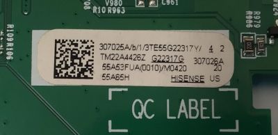 MAIN FUENTE ((COMBO)) PARA TV HISENSE 4K·UHD·HDR ((GOOGLE TV)) / NUMERO DE PARTE 307025 / RSAG7.820.11808/ROH / H41802PNR17A1 / 55A53FUA (0010) / 307026 / G22317 / PANEL HD550Y1U51-T0L2 / DISPLAY T550QVN10.0 / MODELO 55A65H - Imagen 2