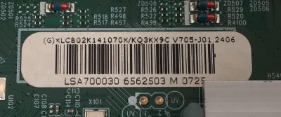 MAIN PARA TV VIZIO 4K·UHD·HDR· / NUMERO DE PARTE XLCB02K141 / 715GB692-M01-B00-004K / (G)XLCB02K141070X / V705-J01 / PANEL TPT700WR-U2T01.D REV:S04Z / DISPLAY CV700U2-T01 REV:04 / MODELO V705X-J01 / V705X-J01 LTCHJ9CA - Imagen 2