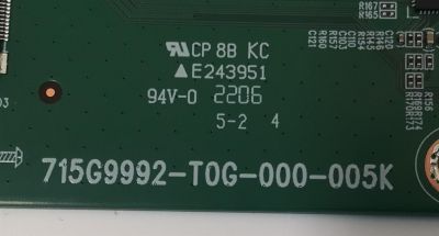 TARJETA INTERFACE PARA TV PANASONIC / NUMERO DE PARTE  715G9992-T0G-000-005K / CP 8B KC / E243951 / 94V-0 / PANEL LD550EQE (FP)(A2) / MODELO TH-55SQ1W - Imagen 2